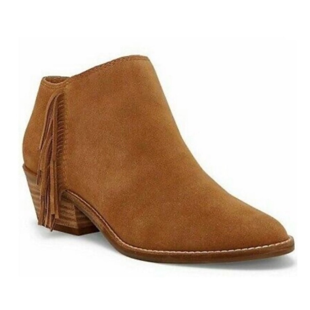 Lucky Brand Leather Fringe Booties Felisie 6.5 EUC